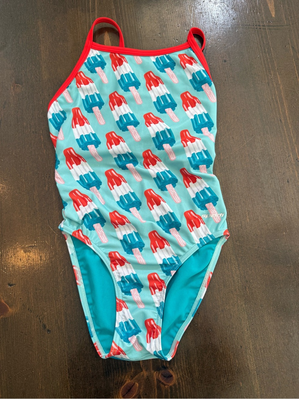 Sporti Swimsuit, Red, White, Blue Popsicle One-Piece Swimsuit, 28, girls 14-16